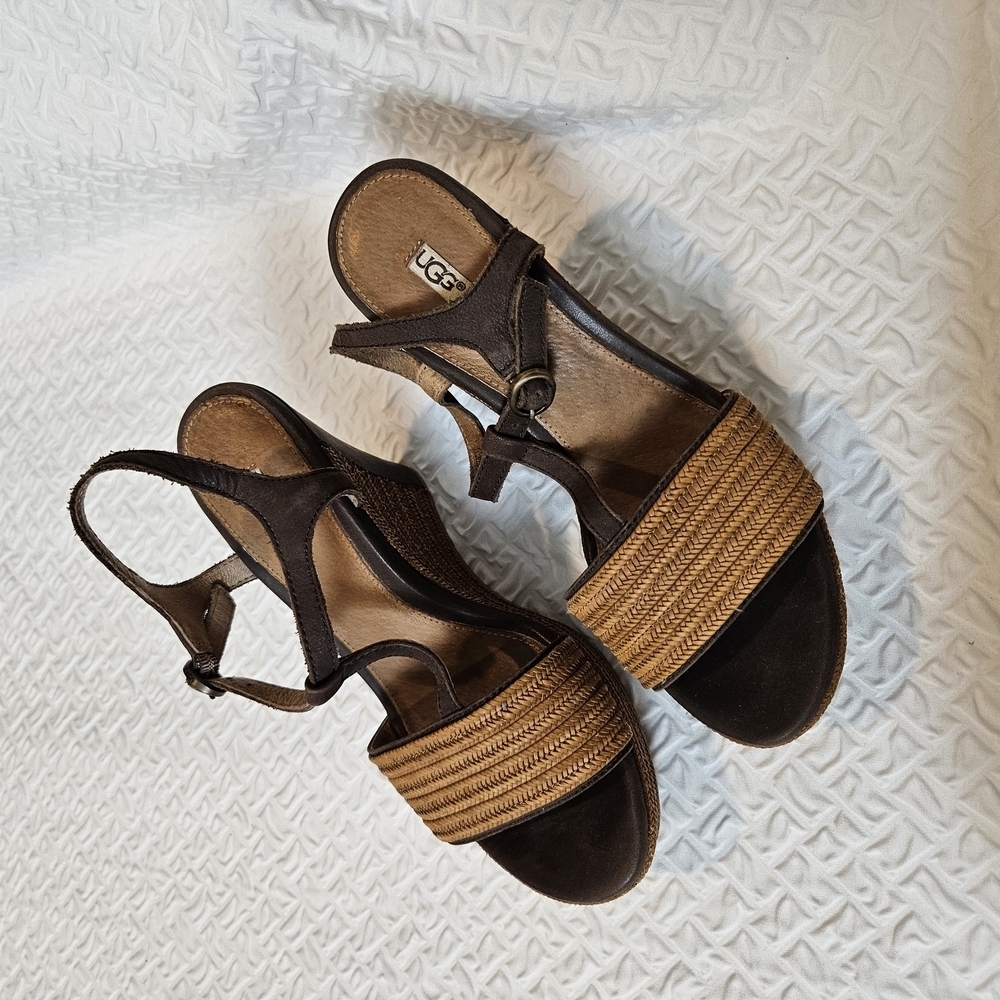 UGG Women's Brown Wedge Sandals - Picture 3 of 5